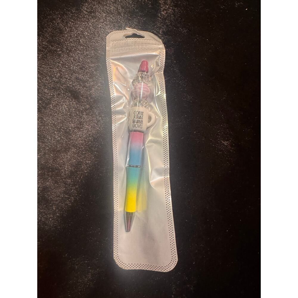 Beaded Coffee Scrubs and Rubber Gloves Custom Made‎ Pen